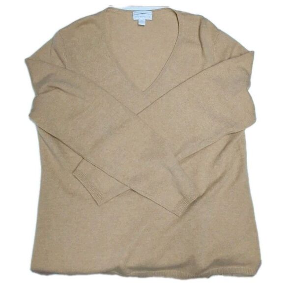 Charter Club 2-Ply Cashmere Sweater Women X-Large V-Neck Long Sleeves Beige XL - Picture 5 of 7